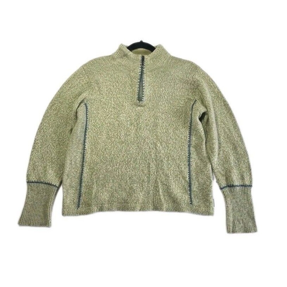 Woolrich Lambswool Sweater XL Green 1/4 Zip Pullover Soft Warm Luxury Preppy - Picture 3 of 12